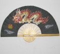 Hand fan, dragon painting on black